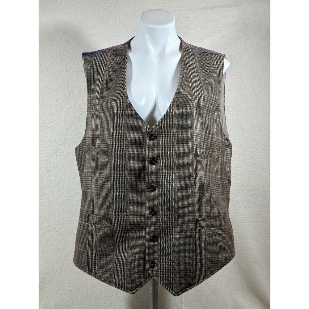 Houston White Mens 4XL Plaid‎ Vest Tweed Preppy Academia Grandpa Core